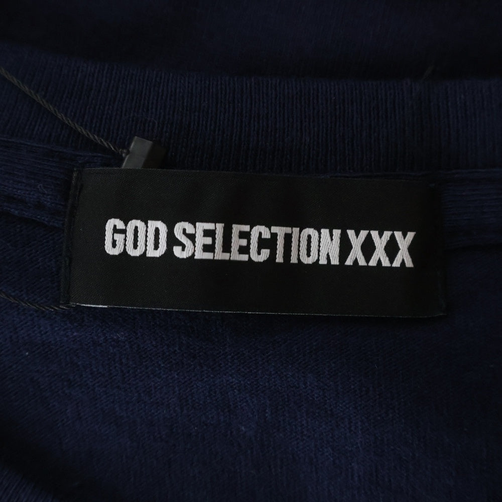GOD SELECTION XXX(ゴッドセレクショントリプルエックス) ×FRAGMENT フラグメント ロゴプリント 半袖Tシャツ カットソー ネイビー GX-S25-12FST-06