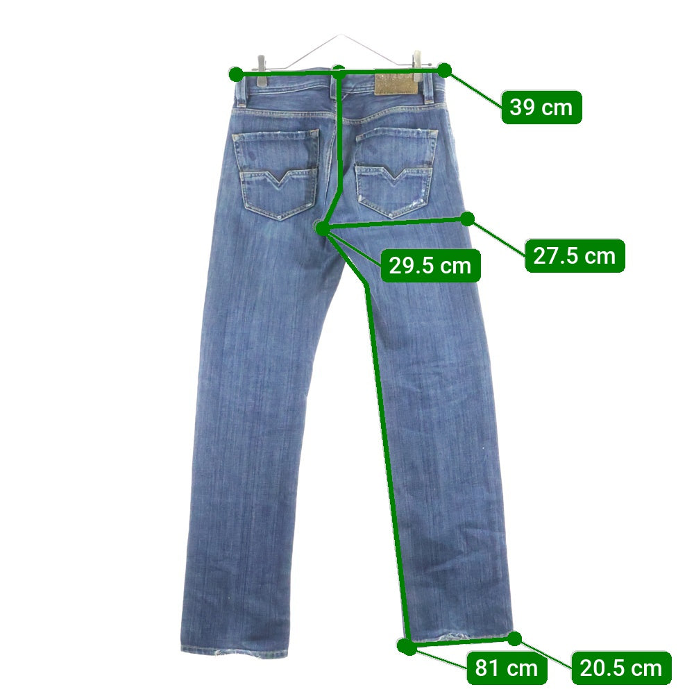 DIESEL(ディーゼル) LARKEE ダメージ加工 ストレートデニムパンツ インディゴ 008RQ