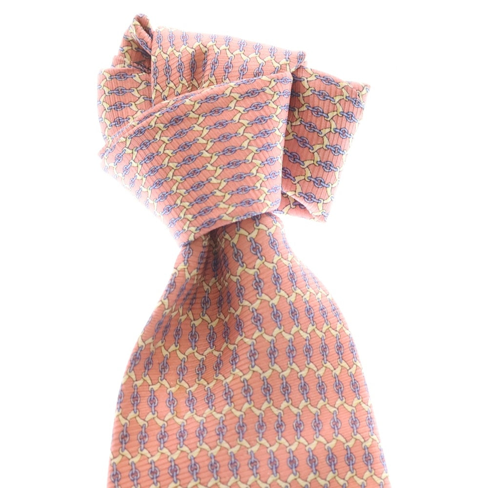 HERMES(エルメス) 総柄ロゴ シルク ネクタイ アクセサリー ピンク レディース