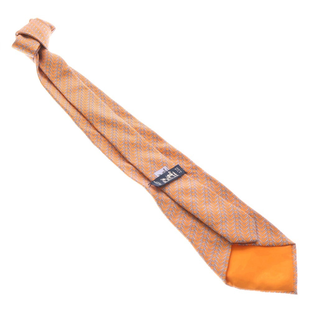 HERMES(エルメス) 総柄ロゴ シルク ネクタイ アクセサリー オレンジ