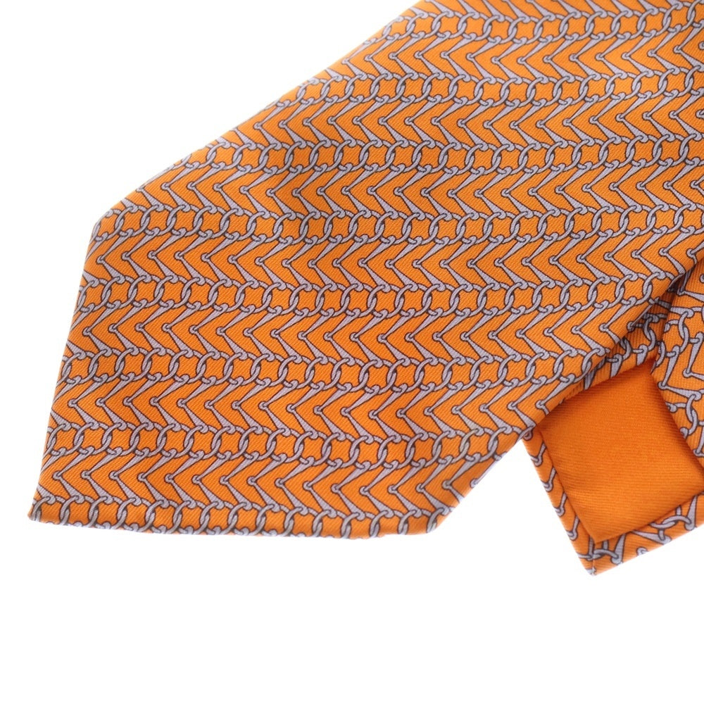 HERMES(エルメス) 総柄ロゴ シルク ネクタイ アクセサリー オレンジ