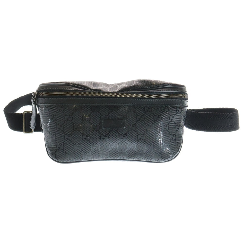 GUCCI(グッチ) GGスプリーム 総柄エナメル ボディーバッグ/ウエストバッグ ブラック 233269