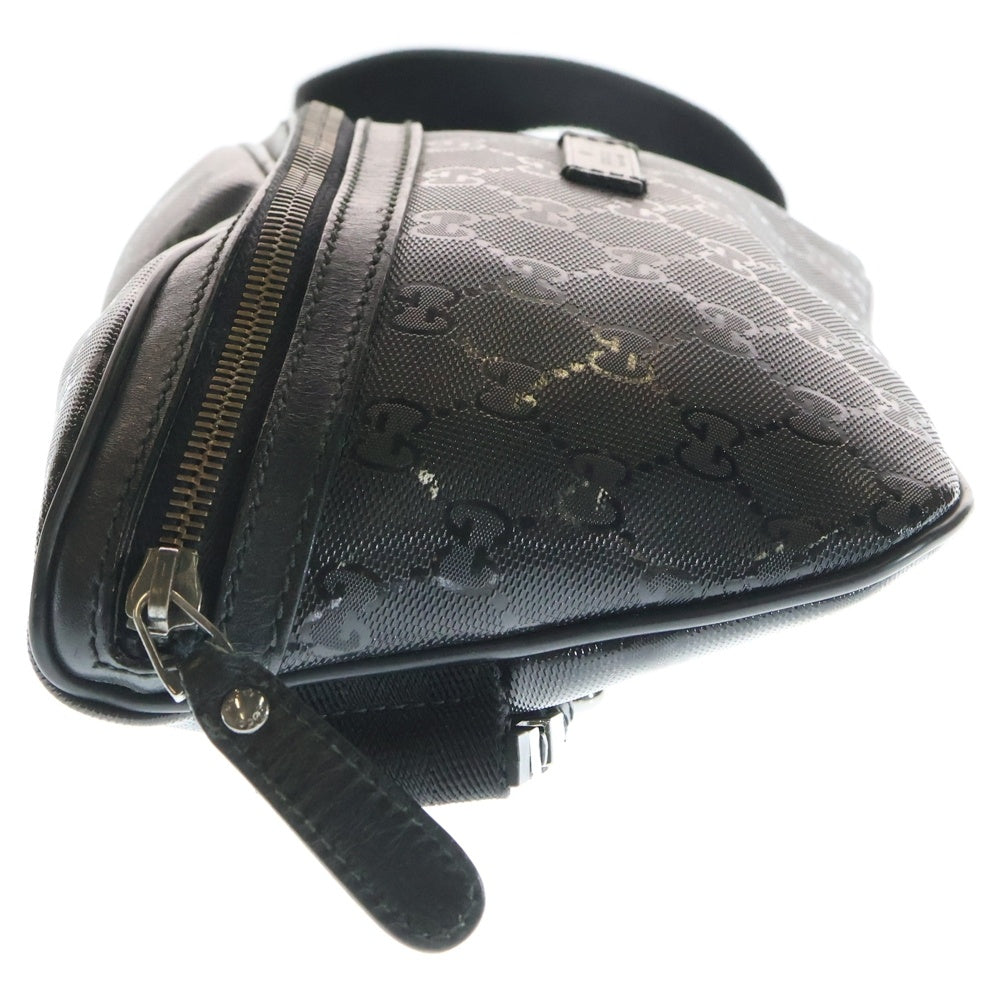 GUCCI(グッチ) GGスプリーム 総柄エナメル ボディーバッグ/ウエストバッグ ブラック 233269