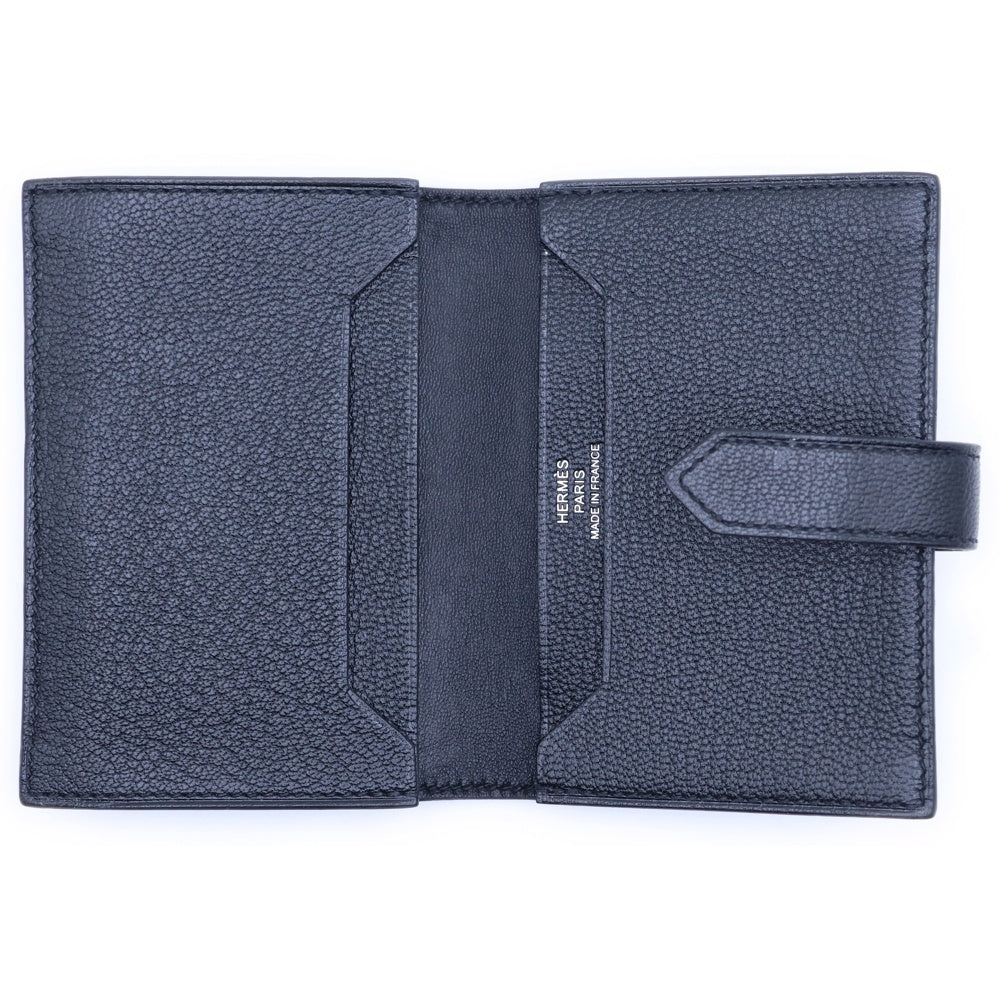 HERMES(エルメス) ベアン ミニ カードケース D刻印 シルバー金具 ブラック レディース