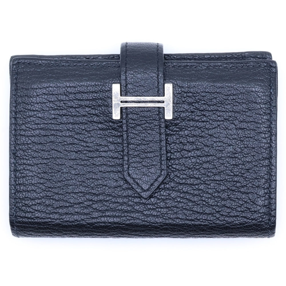 HERMES(エルメス) ベアン ミニ コイン/カードケース D刻印 シルバー金具 ブラック レディース