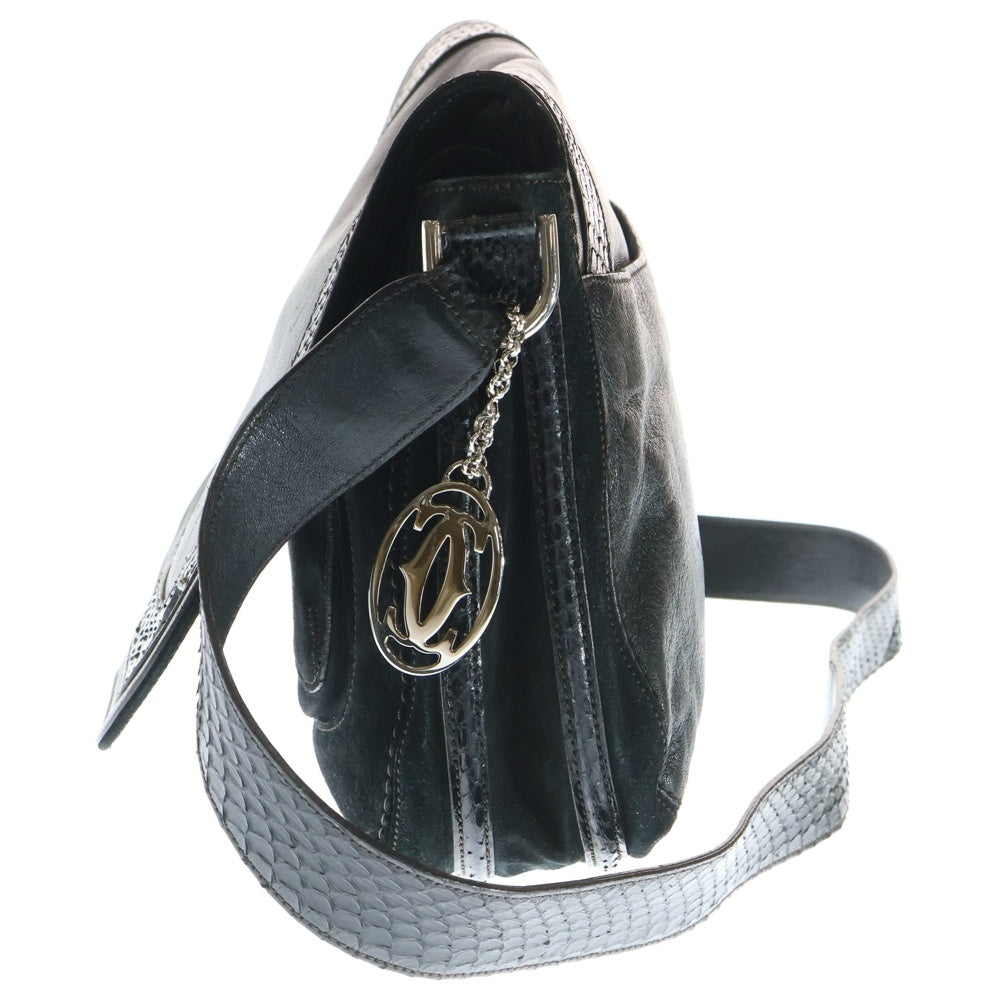 Cartier(カルティエ) マルチェロ ドゥ カルティエ MM パイソン柄 2WAY ショルダーバッグ ブラック