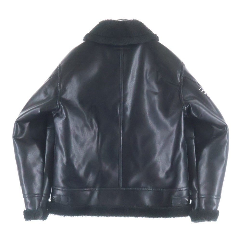 Hideandseek(ハイドアンドシーク) 24AW B-3 Jacket フェイク レザー ムートン ジップアップ フライト ジャケット ブラック HJ-120124