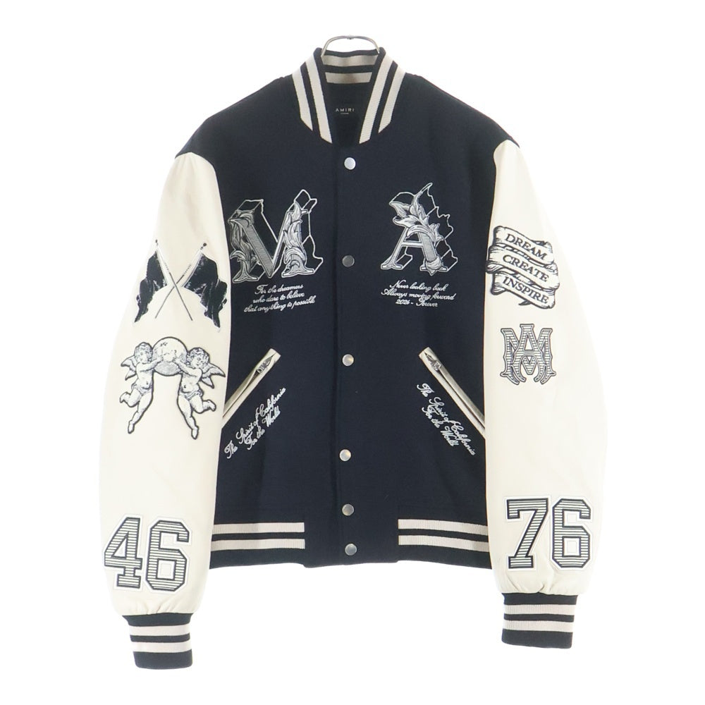 AMIRI(アミリ) Angegel Varsity Jacket エンジェル MAロゴ刺繍 バーシティ ジャケット スタジャン ブラック