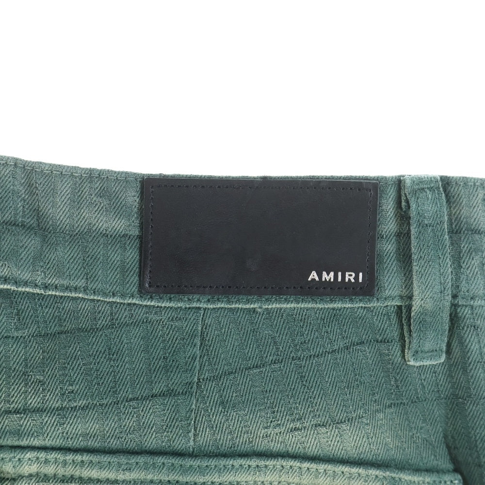 AMIRI(アミリ) 総柄 フェード加工 ワイド カーゴ パンツ グリーン