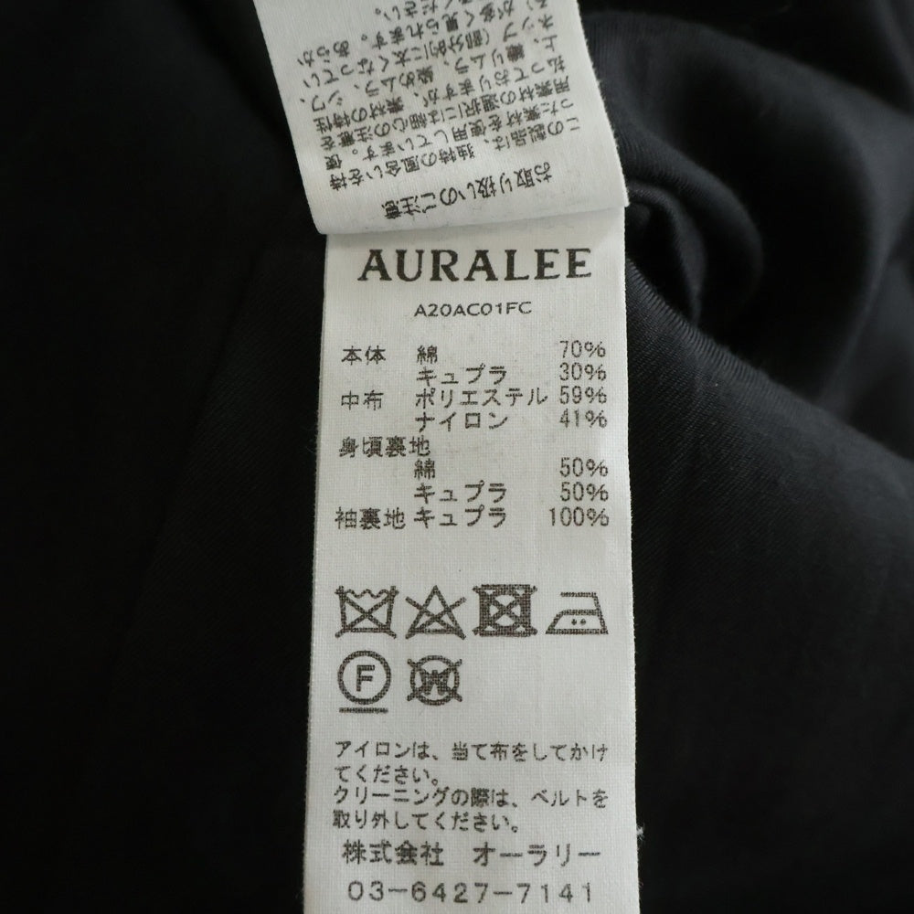 AURALEE(オーラリー) WASHED FINX CUPRO TWILL LONG COAT フィンクスコットン トレンチコート アウター ブラック A20AC01FC