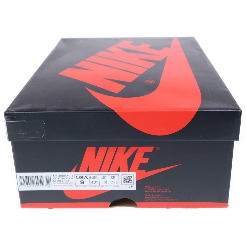 NIKE(ナイキ) AIR JORDAN 1 HIGH OG Bleached Coral 555088-108 エアジョーダン1 ブリーチドコーラル ハイカットスニーカー ホワイト/グレー US9/27cm