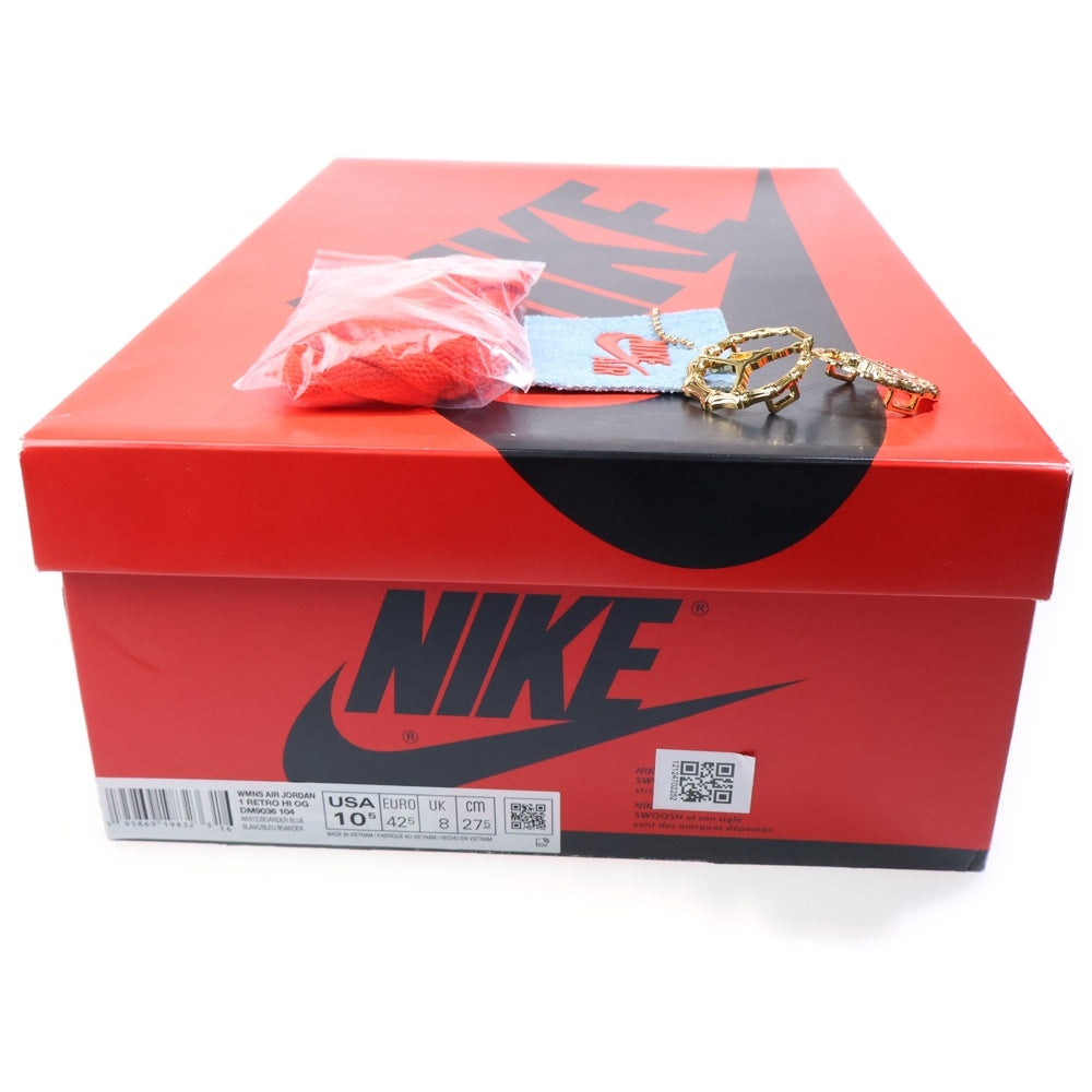 NIKE(ナイキ) WMNS AIR JORDAN 1 HIGH OG DENIM ウィメンズ エアジョーダン1 デニム ハイカットスニーカー ホワイト/ブルー US10.5/27.5cm DM9036-104 レディース