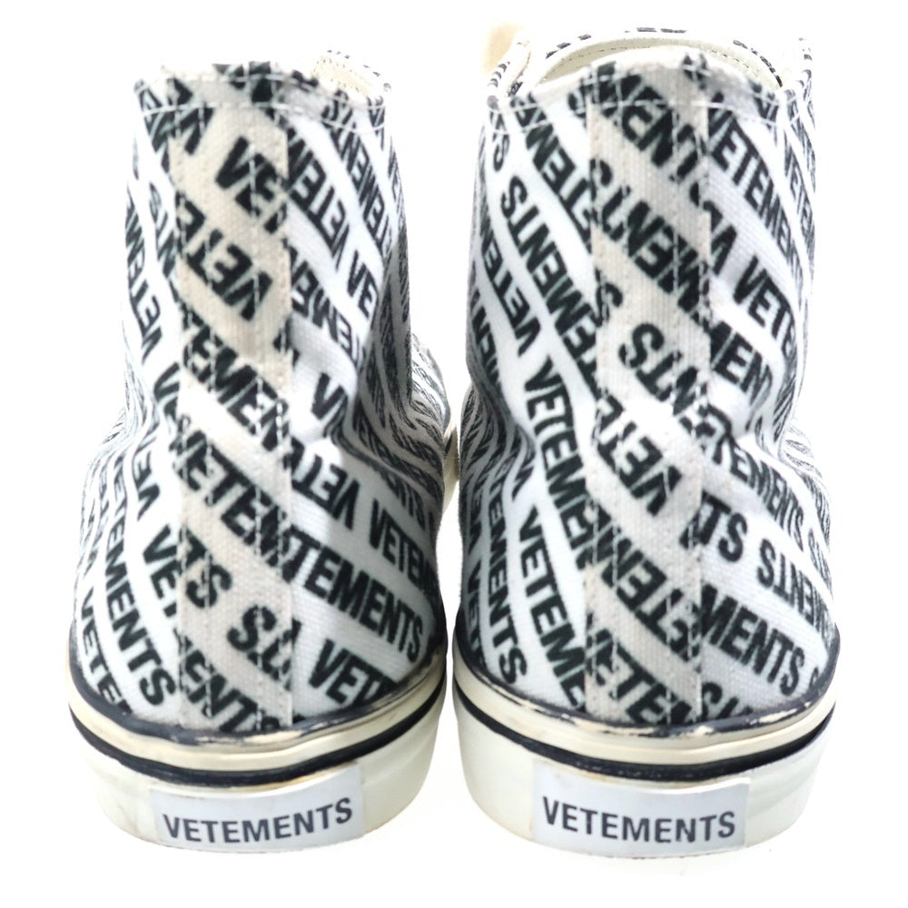 VETEMENTS(ヴェトモン) ロゴ総柄ハイカットスニーカー キャンバス VTCNV1 ブラック/ホワイト