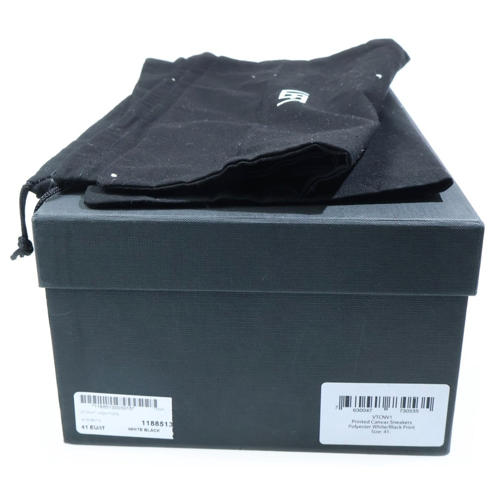 VETEMENTS(ヴェトモン) ロゴ総柄ハイカットスニーカー キャンバス VTCNV1 ブラック/ホワイト