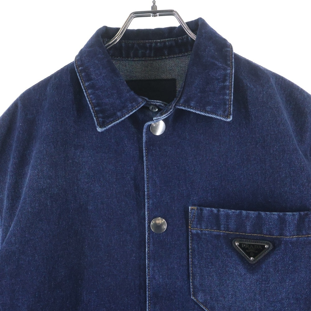 PRADA(プラダ) トライアングルロゴプレート 半袖 デニムシャツ カジュアル インディゴ GEC067 S212 13HO