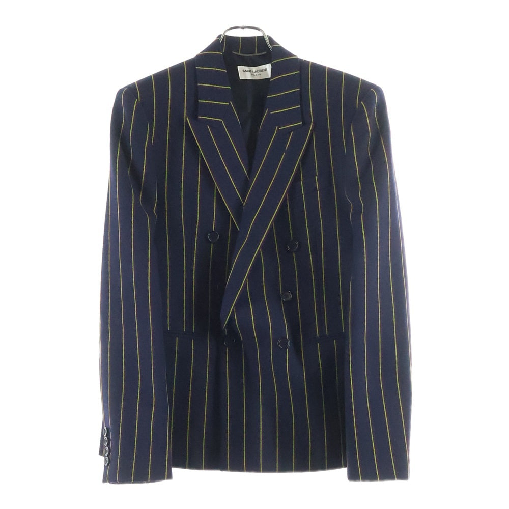 SAINT LAURENT PARIS(サンローランパリ) 20AW Striped Wool Serge Double Breasted Short Tailored Jacket ストライプ ダブルブレステッド ショートテーラードジャケット 604921 Y3B77 4149