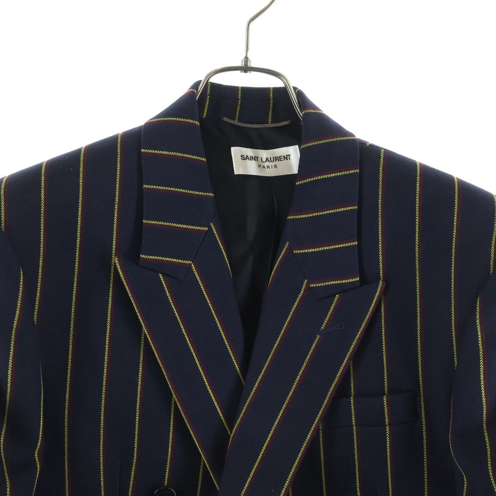 SAINT LAURENT PARIS(サンローランパリ) 20AW Striped Wool Serge Double Breasted Short Tailored Jacket ストライプ ダブルブレステッド ショートテーラードジャケット 604921 Y3B77 4149