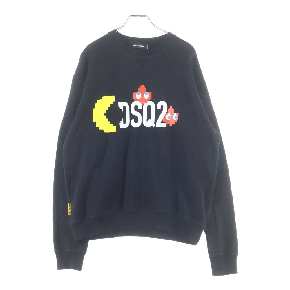 DSQUARED2(ディースクエアード) 23AW PAC-MAN CREWNECK COOL SWEATSHIRT パックマン プリントクルーネックスウェット ブラック S71GU0638 S25516