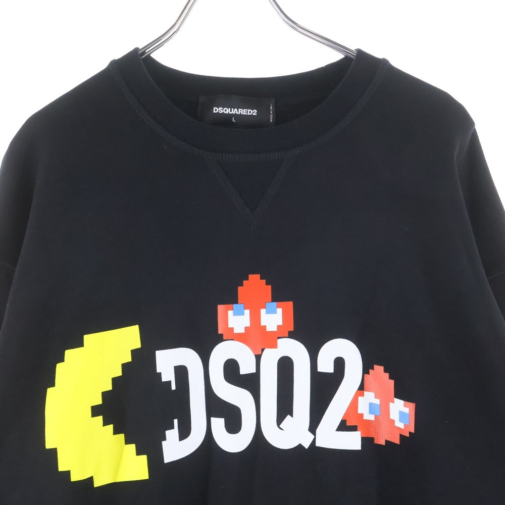 DSQUARED2(ディースクエアード) 23AW PAC-MAN CREWNECK COOL SWEATSHIRT パックマン プリントクルーネックスウェット ブラック S71GU0638 S25516
