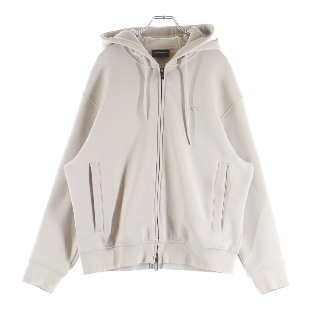 EMPORIO ARMANI(エンポリオアルマーニ) Lyocell Blend Jersey Hooded Sweatshirt With Zip リヨセルブレンド ジャージ フードスウェット ジップパーカー ベージュ 6D1M90 1JOTZ