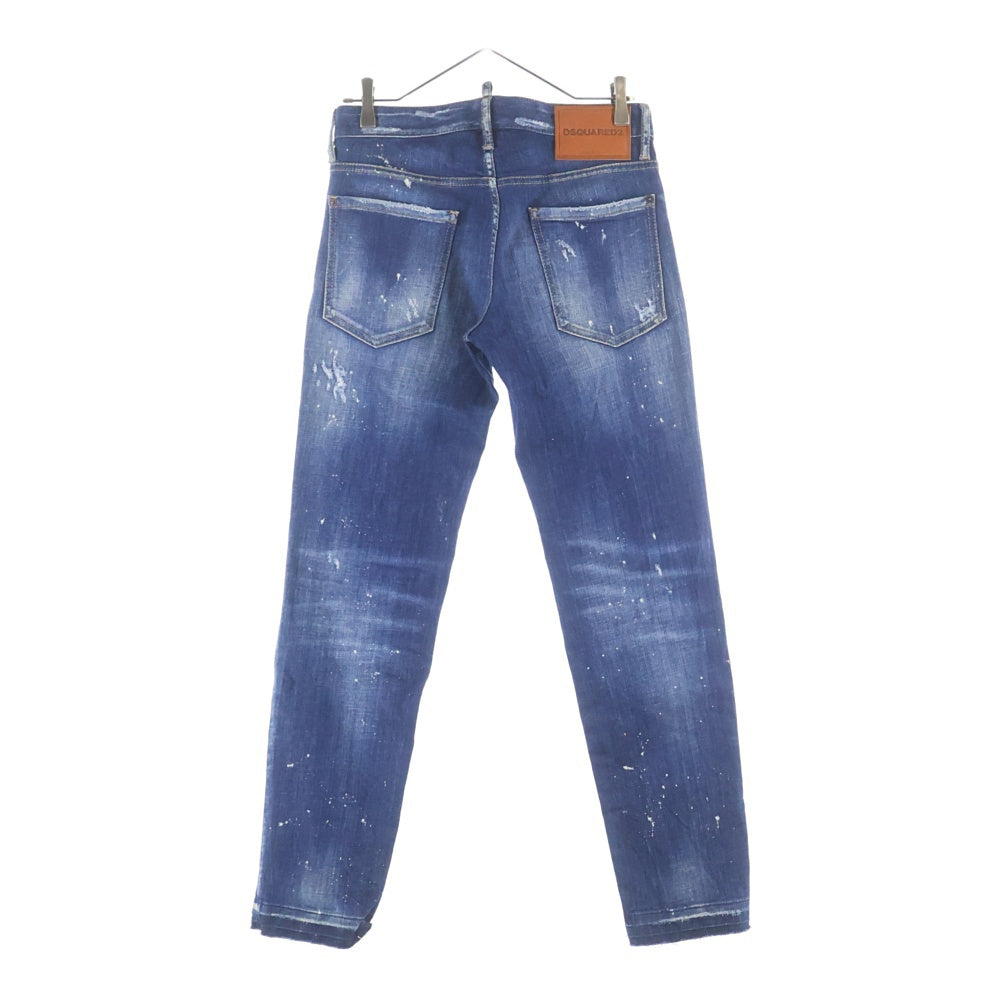 DSQUARED2(ディースクエアード) ボタンフライジーンズ ダメージデニムスキニーパンツ インディゴ S74LB1163