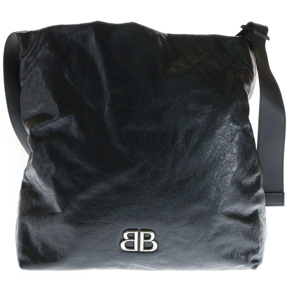 BALENCIAGA(バレンシアガ) MONACO モナコ ミディアム プレート付き クロスショルダーバッグ レザー ブラック 801660 レディース