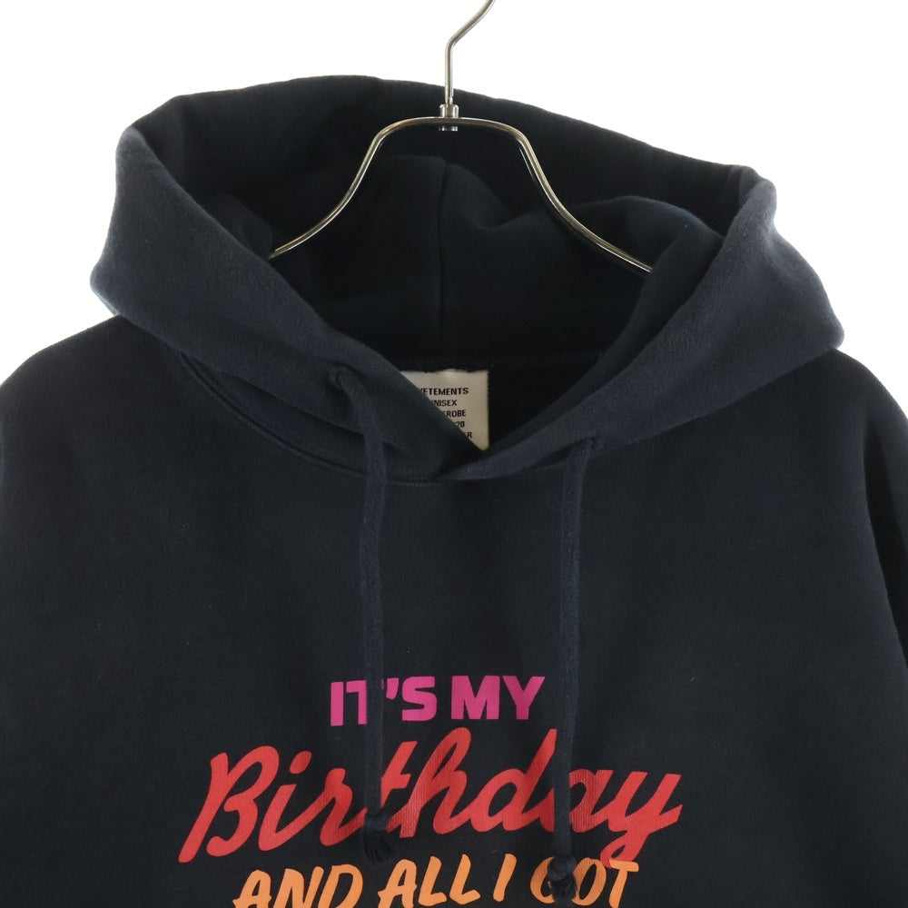 VETEMENTS(ヴェトモン) 19AW Overpriced Birthday Hoodie オーバープライス バースデイフーディ プルオーバーパーカー ブラック UAH20TR745