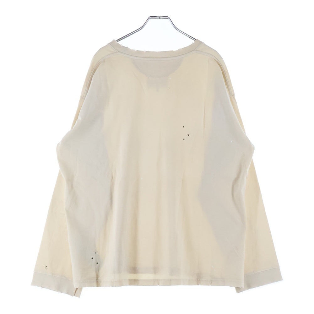 Maison Margiela(メゾンマルジェラ) 24SS ヴィンテージ加工 ラウンドネック 長袖Tシャツ カットソー ベージュ S50GC0696