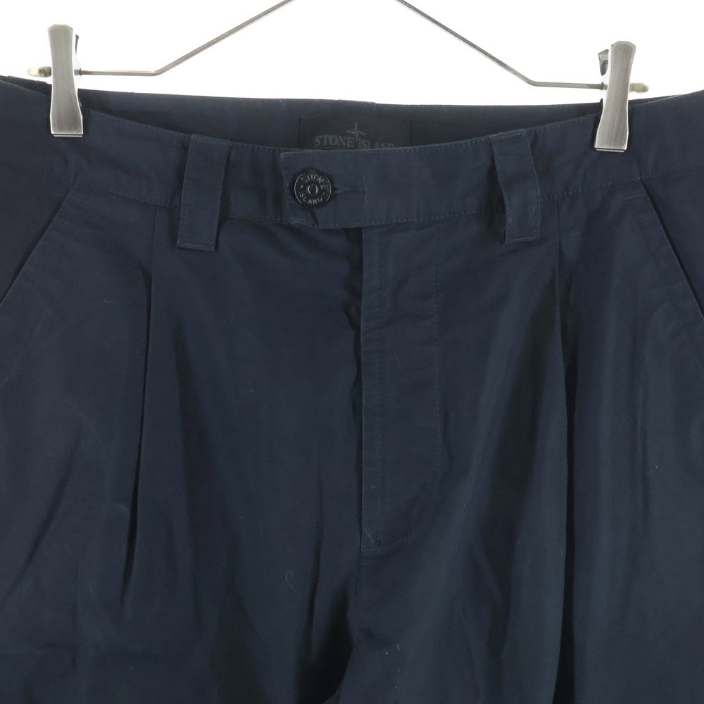 STONE ISLAND(ストーンアイランド) Ghost Ventile Pleated Pant ゴースト ストレートパンツ ブラック 8115312F1