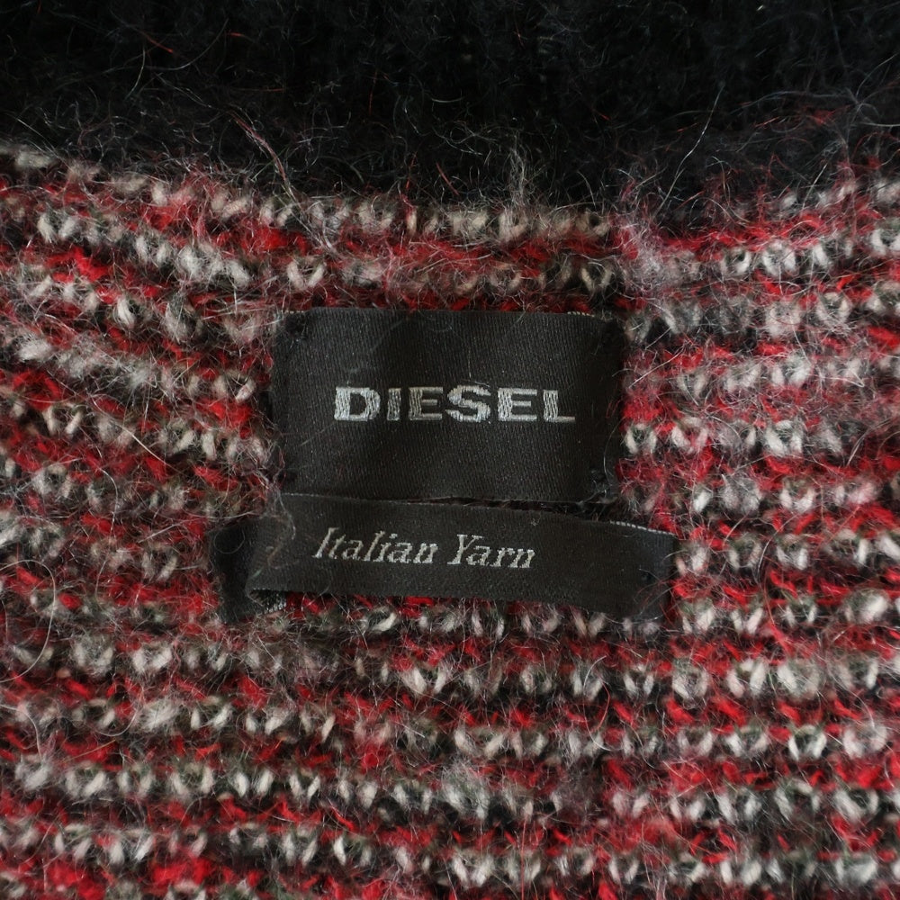 DIESEL(ディーゼル) モヘヤ チェック柄 ニット セーター ブラック