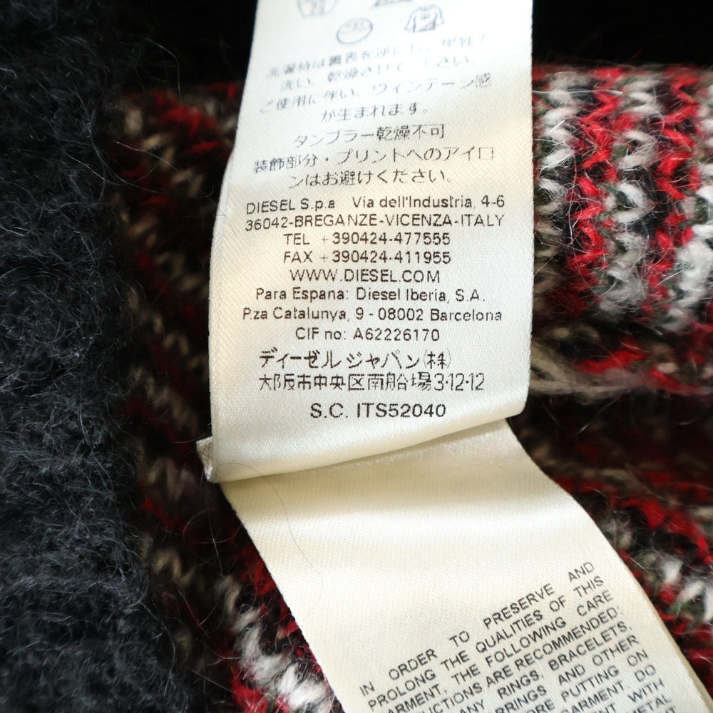 DIESEL(ディーゼル) モヘヤ チェック柄 ニット セーター ブラック