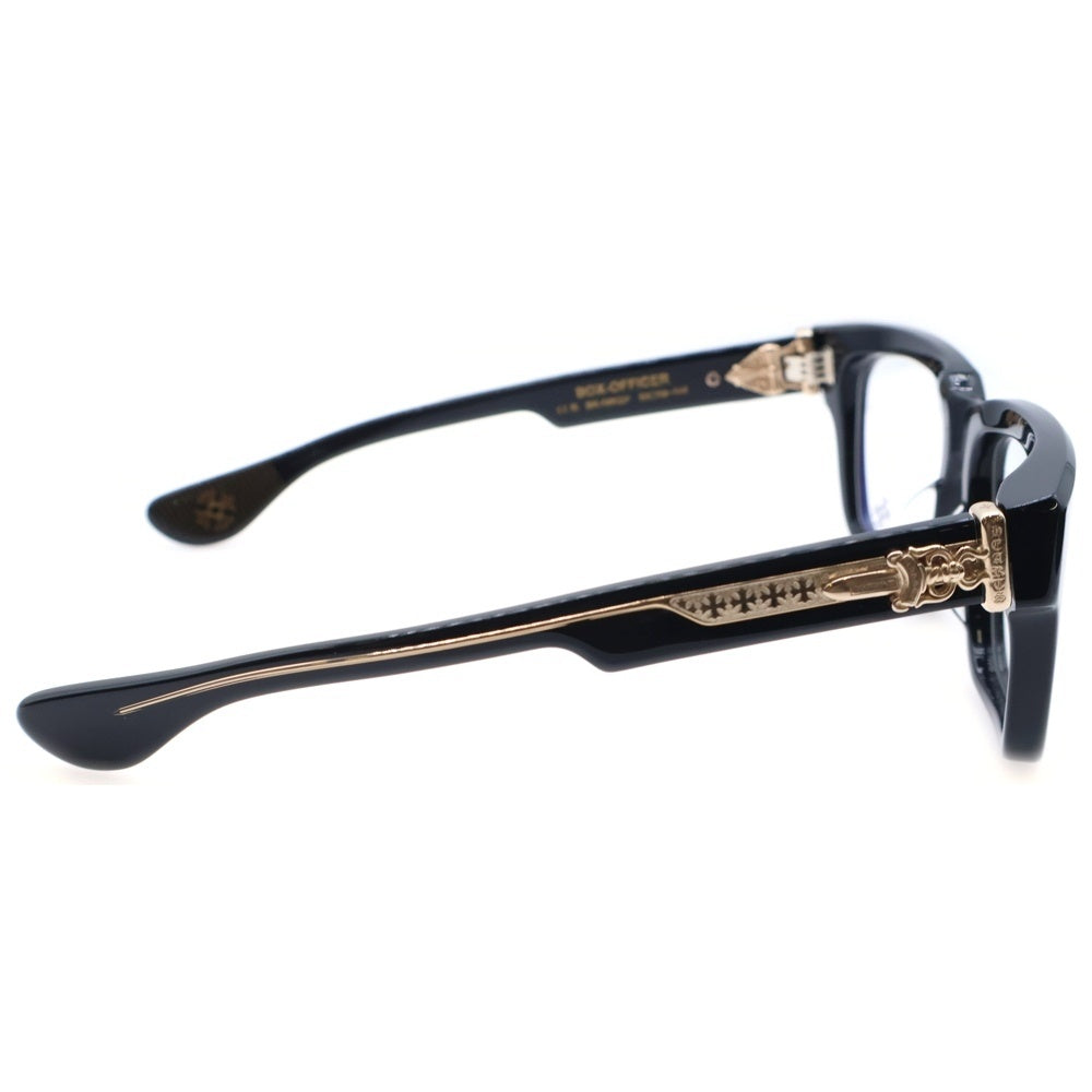 CHROME HEARTS(クロムハーツ) BOX-OFFICER BK-18KGP ダガーテンプル装飾 デモレンズ ブラックフレーム サングラス アイウェア ブラック/ゴールド