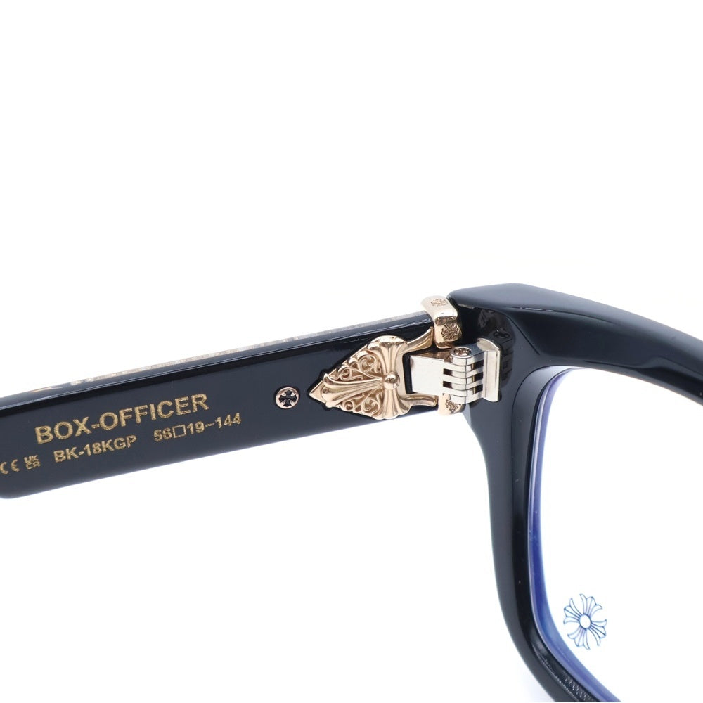 CHROME HEARTS(クロムハーツ) BOX-OFFICER BK-18KGP ダガーテンプル装飾 デモレンズ ブラックフレーム サングラス アイウェア ブラック/ゴールド