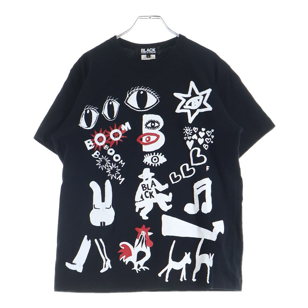 BLACK COMME des GARCONS(ブラックコムデギャルソン) FLIP PAGWSKI プリントロゴ 半袖Tシャツ カットソー 綿天竺 ブラック 1M-T503