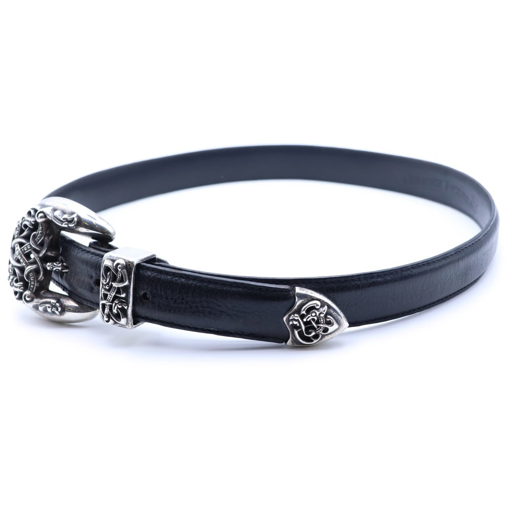 CHROME HEARTS(クロムハーツ) BLT CLT 3PC ケルティック3PC レザーベルト ブラック/シルバー