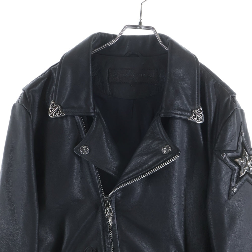 CHROME HEARTS(クロムハーツ) BASIC MOTO ベーシックモト フィリグリークロス スター ダガージップライダースレザージャケット ライダースジャケット ブラック/シルバー