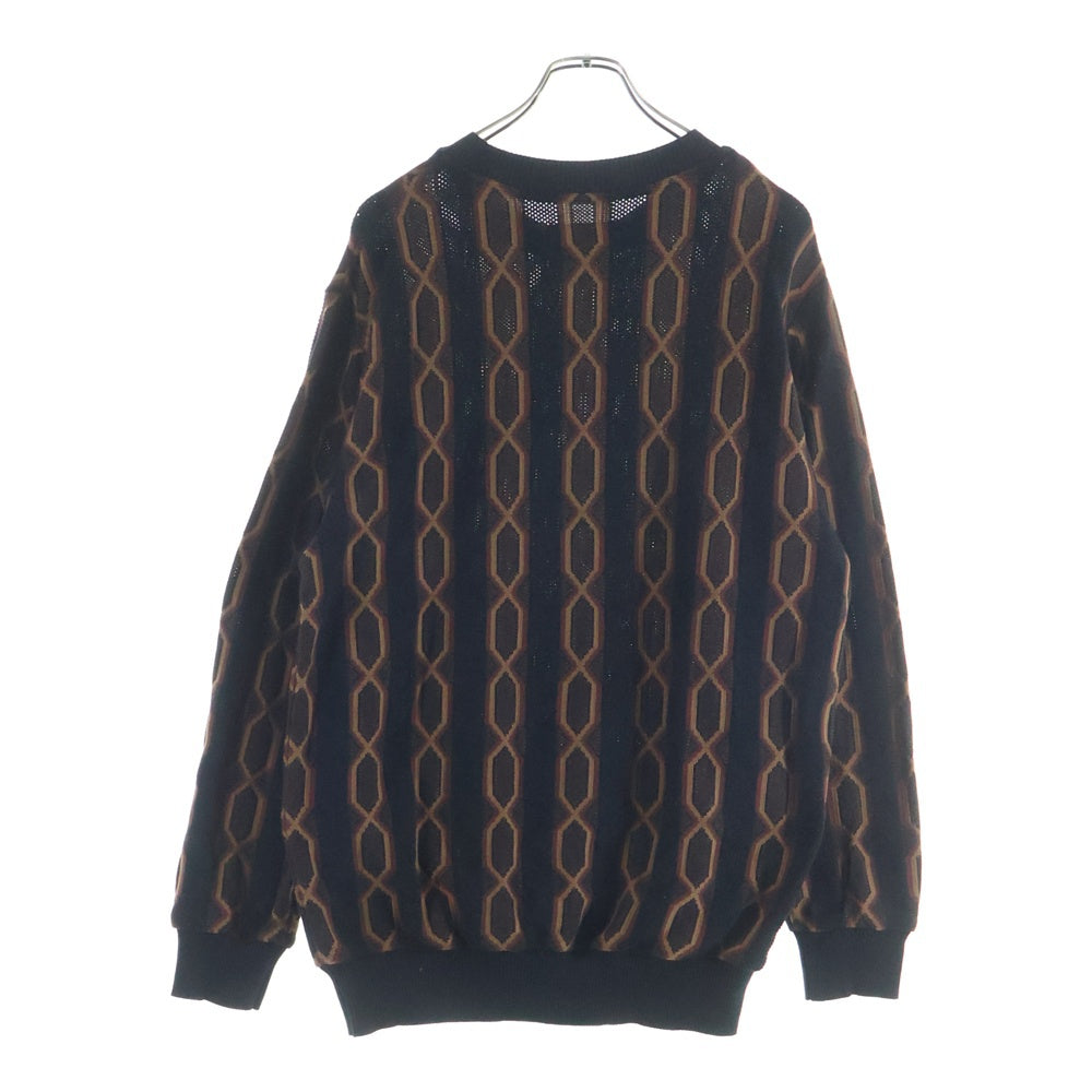 WACKO MARIA(ワコマリア) 24SS STRIPED JACQUARD KNIT SWEATER ストライプジャガードニット クルーネックセーター 厚手 ブラック/ブラウン