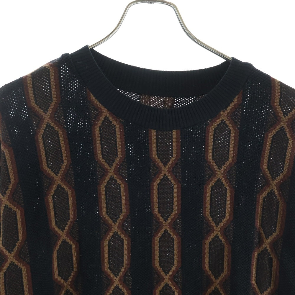WACKO MARIA(ワコマリア) 24SS STRIPED JACQUARD KNIT SWEATER ストライプジャガードニット クルーネックセーター 厚手 ブラック/ブラウン