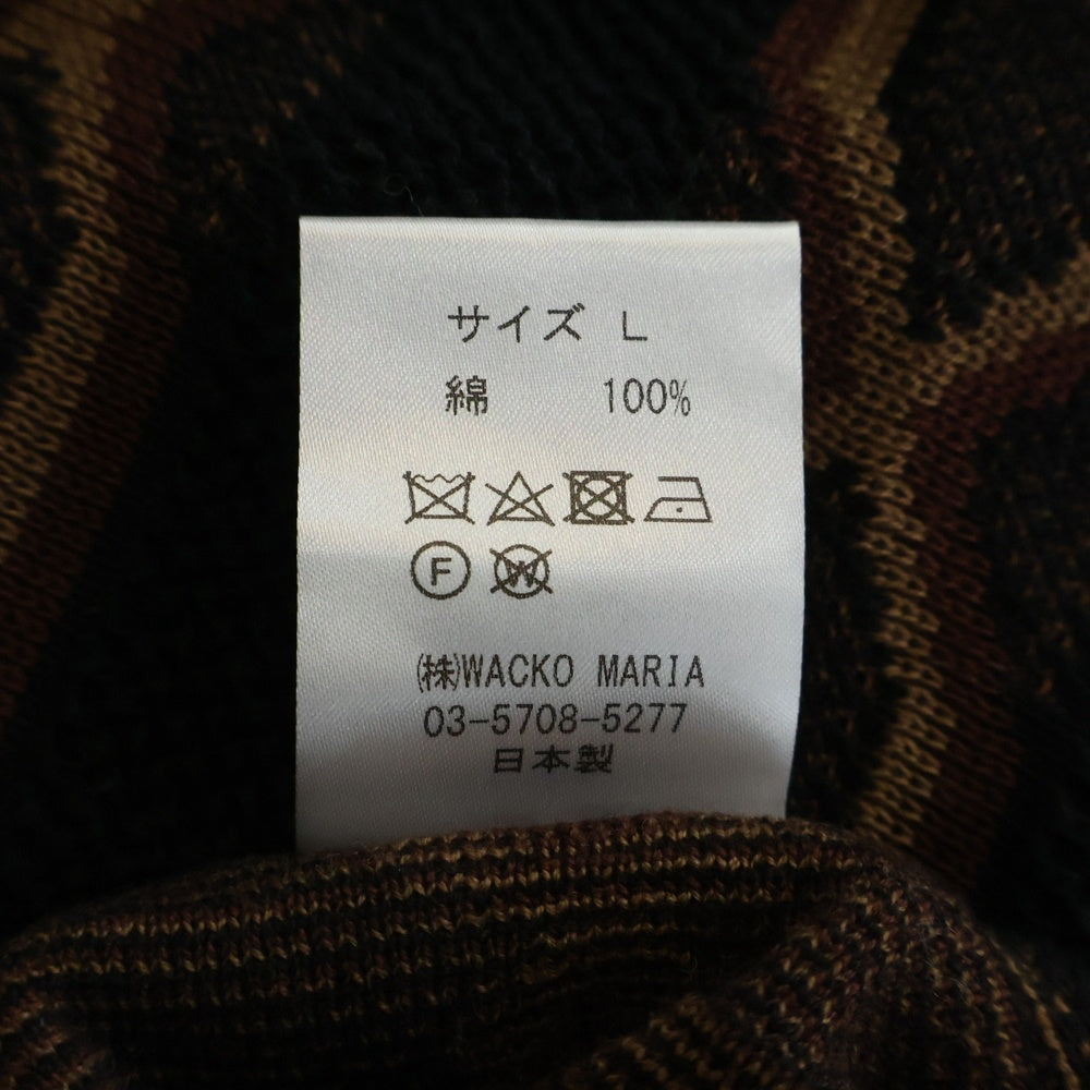 WACKO MARIA(ワコマリア) 24SS STRIPED JACQUARD KNIT SWEATER ストライプジャガードニット クルーネックセーター 厚手 ブラック/ブラウン