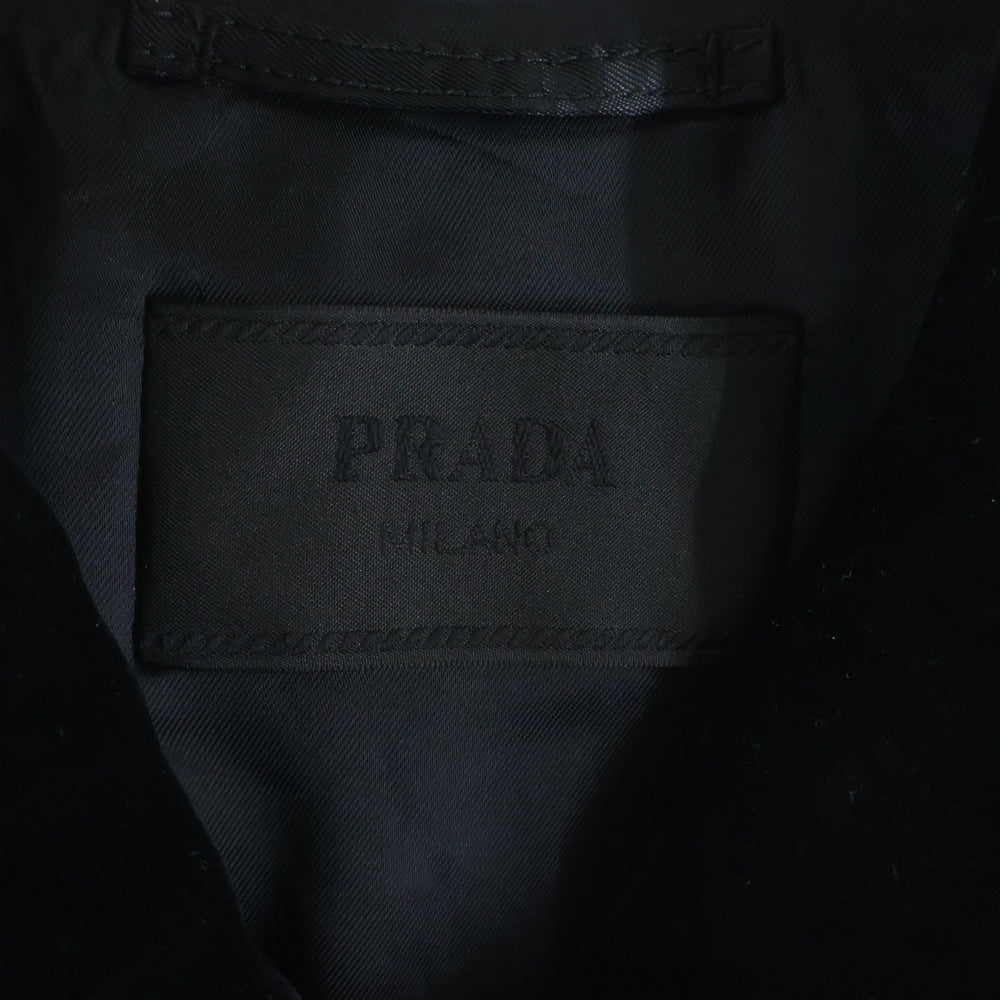PRADA(プラダ) トライアングルロゴ コットンベルベット ブルゾン ジャケット ブラック SGB999 S221 12HO