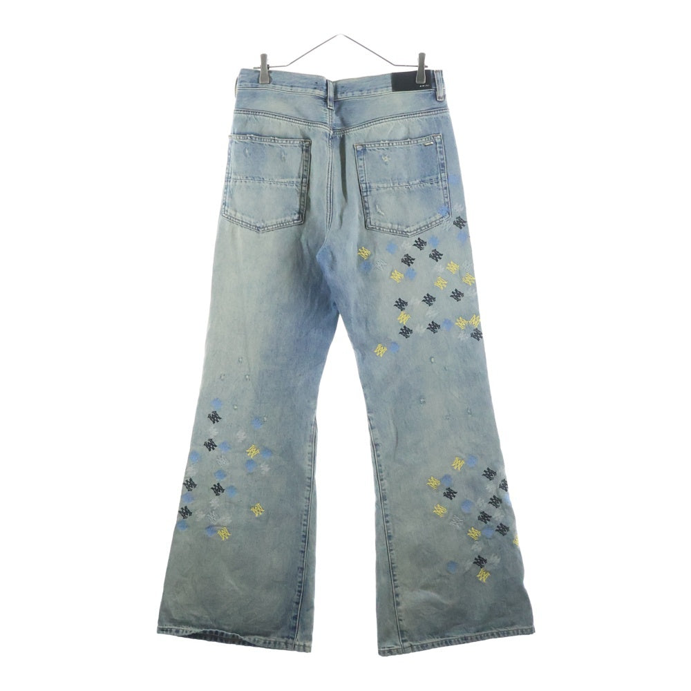 AMIRI(アミリ) 25SS MA QUAD EMBROIDERED FLARE / IND ロゴ刺繍 フレアダメージデニムパンツ インディゴ