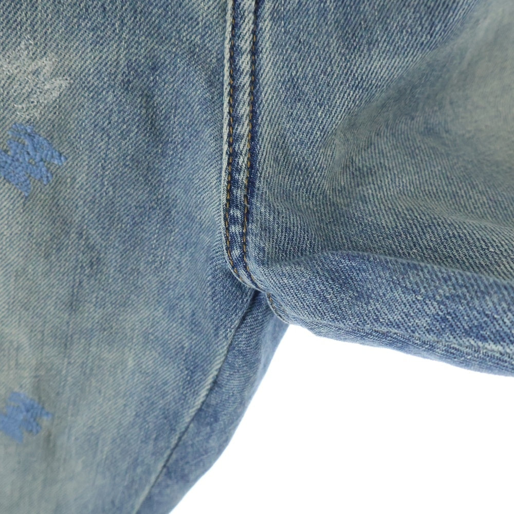 AMIRI(アミリ) 25SS MA QUAD EMBROIDERED FLARE / IND ロゴ刺繍 フレアダメージデニムパンツ インディゴ