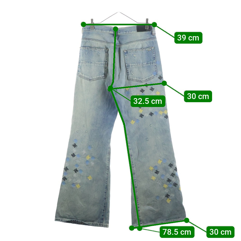 AMIRI(アミリ) 25SS MA QUAD EMBROIDERED FLARE / IND ロゴ刺繍 フレアダメージデニムパンツ インディゴ