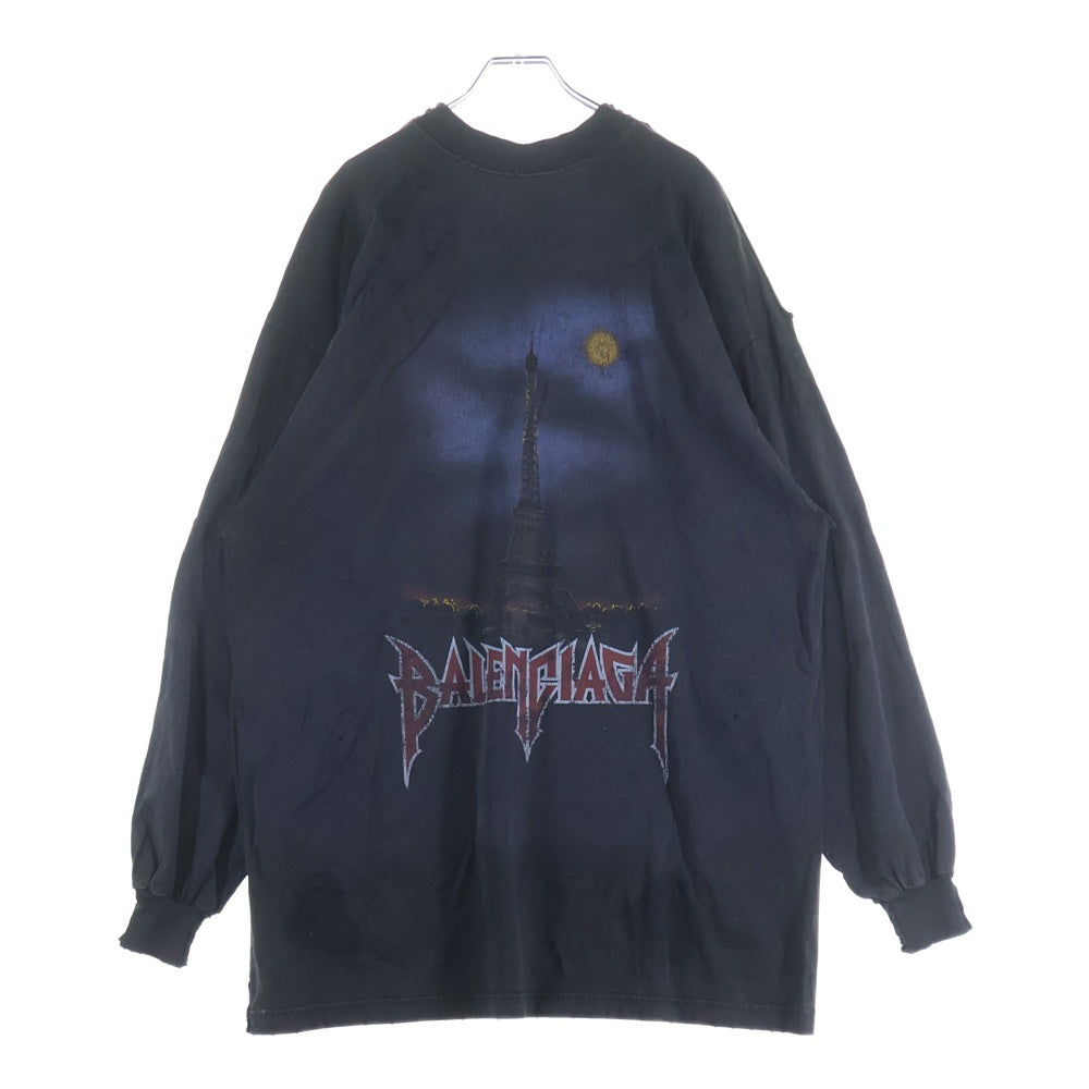 BALENCIAGA(バレンシアガ) 24AW ZL/S Double Front T-Shirts パリムーンプリント ロングスリーブ 長袖Tシャツカットソー ブラック 791613 TQVY2