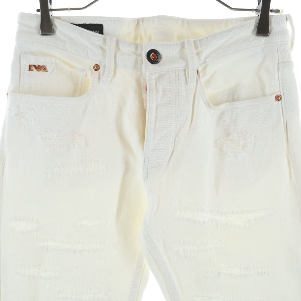 EMPORIO ARMANI(エンポリオアルマーニ) 22AW ダメージスリムフィットデニムパンツ ホワイト 6L1J75 1NMBZ