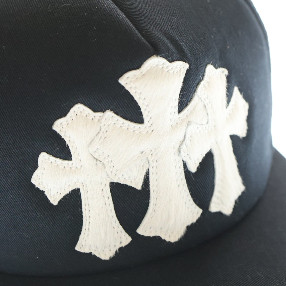 CHROME HEARTS(クロムハーツ) TRUCKER CAP 3セメタリーハラコレザーパッチ トラッカーキャップ 帽子 ブラック/ホワイト