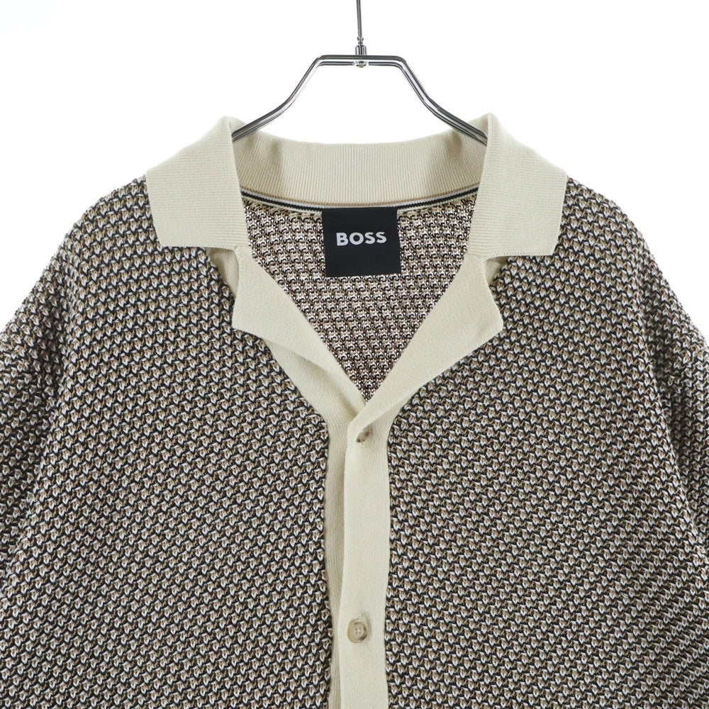 HUGO BOSS(ヒューゴボス) レギュラーフィットニットカーディガン 半袖シャツ ブラウン