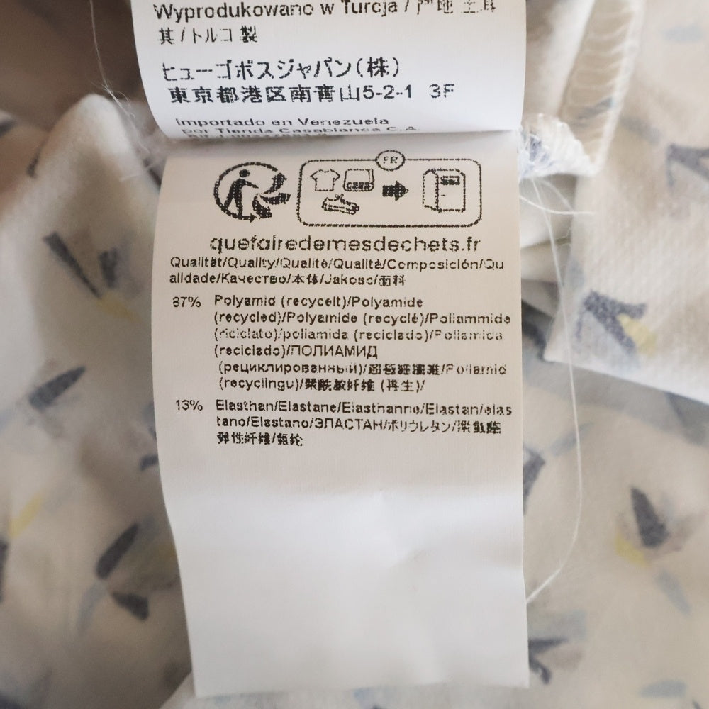 HUGO BOSS(ヒューゴボス) カジュアルスリムフィットシャツ 総柄 半袖シャツ ホワイト