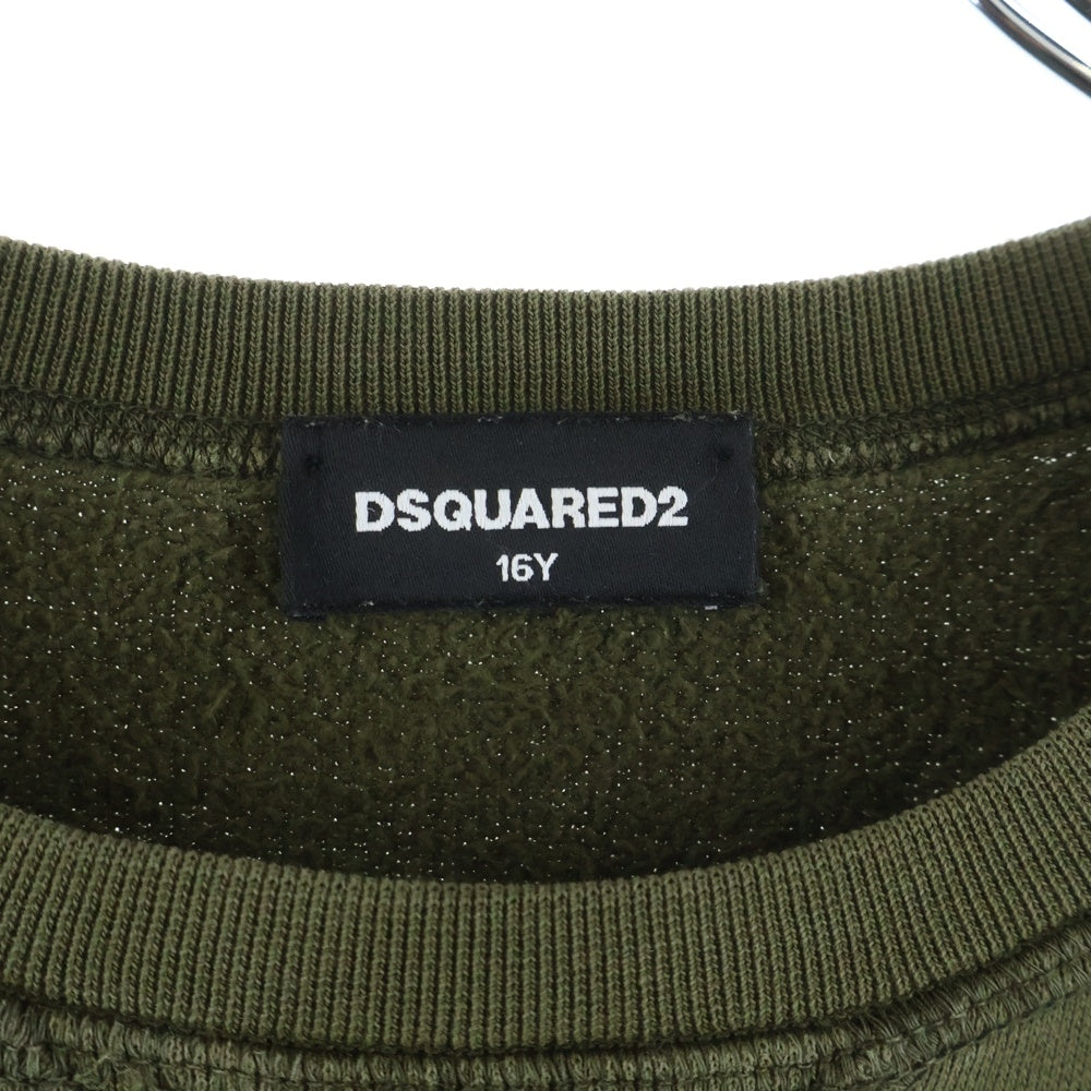 DSQUARED2(ディースクエアード) ロゴプリントクルーネックスウェットトレーナー カーキ/オレンジ DQ012