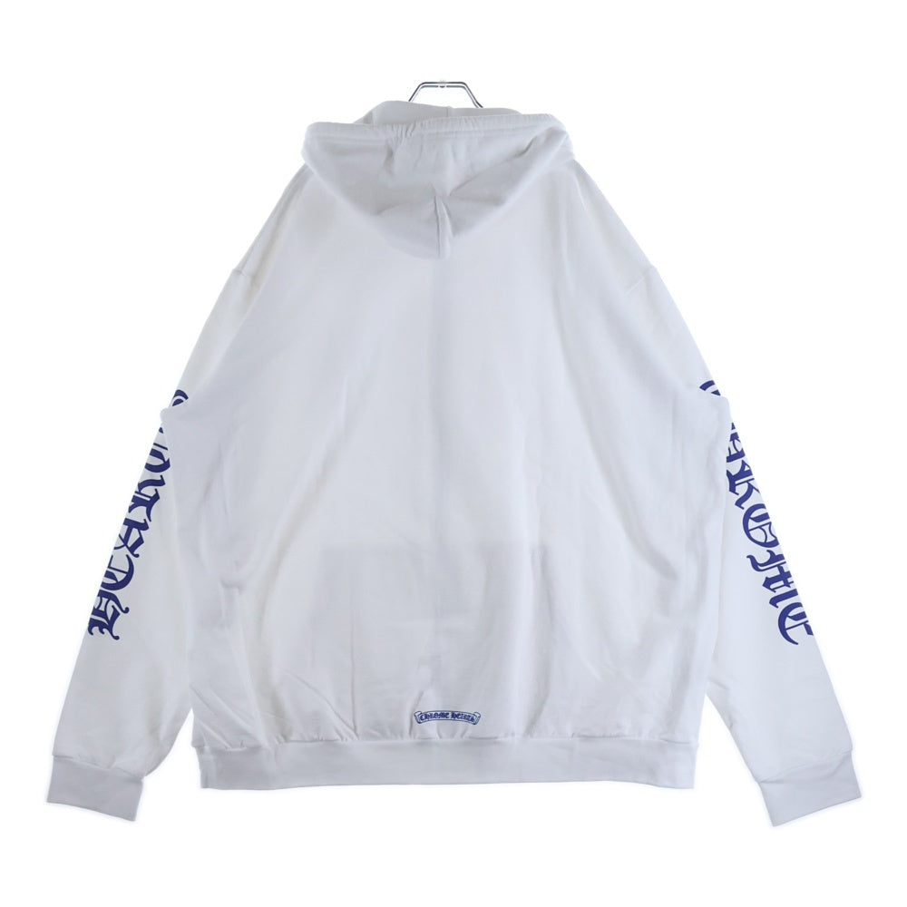 CHROME HEARTS(クロムハーツ) SWTSHRT HD ZIP アームロゴ ジップアップ パーカー ホワイト/ブルー